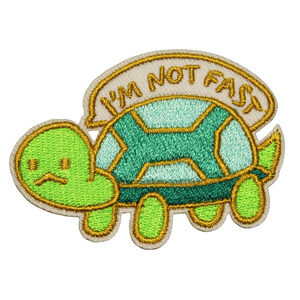 I'm Not Fast Green Turtle Cartoon Clothing Iron On Patch Decal Embroidery